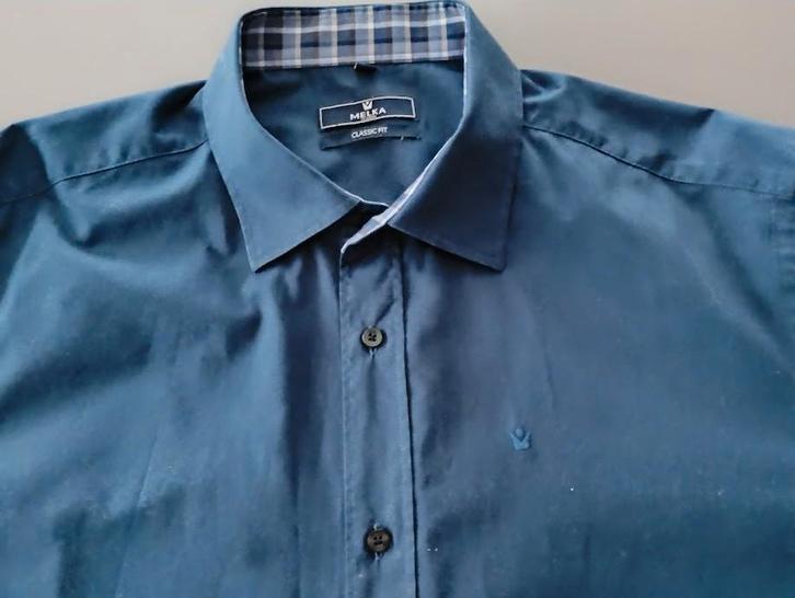 MELKA XL Heren hemd, Kleding | Heren, Overhemden, Zo goed als nieuw, Halswijdte 43/44 (XL), Blauw, Ophalen of Verzenden