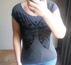 Grijs Shirt zwarte vlinder Pull Bear L, Verzenden, Maat 42/44 (L), Nieuw, Korte mouw