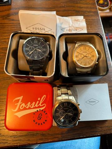 3xFossil Stainless Steel horloges ! In goede staat 