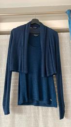 Morgan de toi - Blauw vest en top met lovertjes, Morgan, Zo goed als nieuw, Maat 36 (S), Blauw