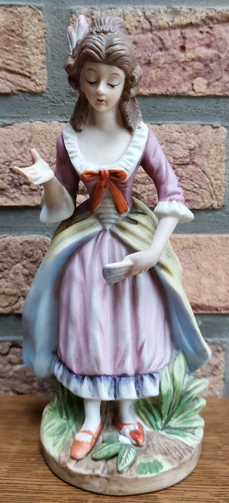 Figurine en biscuit - Dame à l'éventail - 20€, Antiquités & Art, Antiquités | Porcelaine, Enlèvement ou Envoi