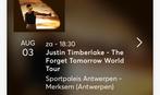 2 tickets voor Justin Timberlake - 3 Augustus - Antwerpen, Augustus, Twee personen