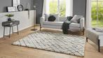 Hoogpolig vloerkleed crème/zwart 160x230 cm, Huis en Inrichting, Stoffering | Tapijten en Vloerkleden, Ophalen, Gebruikt, 150 tot 200 cm