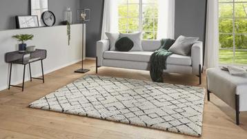 Hoogpolig vloerkleed crème/zwart 160x230 cm beschikbaar voor biedingen