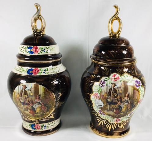 Bequet lot van 2 keramiek vazen Lavandiere Brun, Antiek en Kunst, Antiek | Vazen, Ophalen of Verzenden