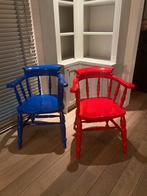 2 eikenhouten stoelen apart verkrijgbaar., Ophalen, Zo goed als nieuw, Blauw