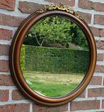 Vintage, ronde, houten spiegel met ornament - 45 cm diameter, Huis en Inrichting, Ophalen