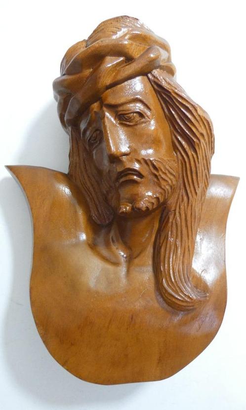Hout gesneden Christus Buste [1449], Antiek en Kunst, Kunst | Beelden en Houtsnijwerken, Ophalen of Verzenden