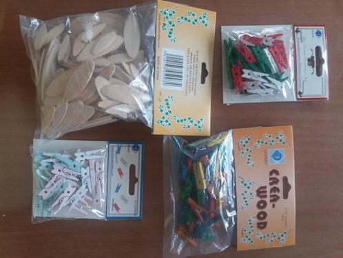knutselhoutjes en miniwasknijpers en lederen koorden, Hobby en Vrije tijd, Knutselen, Nieuw, Materiaal, Ophalen of Verzenden