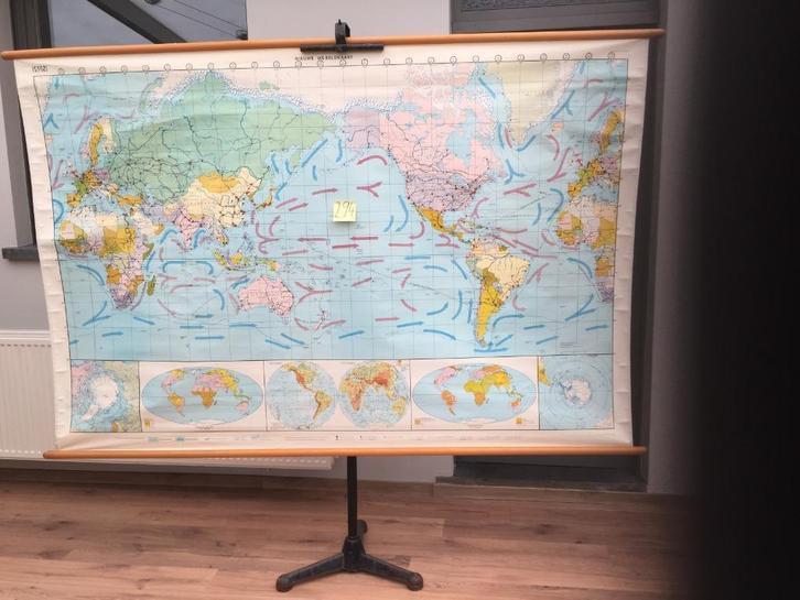 Retro schoolkaart - wereldkaart - Kaart 294(-20%!), Huis en Inrichting, Woonaccessoires | Wanddecoraties, Zo goed als nieuw, Ophalen of Verzenden