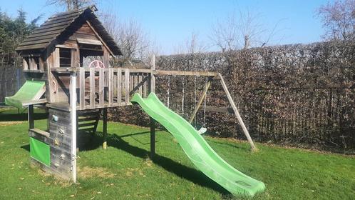 Speeltoestel met huisje, Kinderen en Baby's, Speelgoed | Buiten | Speeltoestellen, Gebruikt, Glijbaan, Klimwand, Schommel, Overige typen