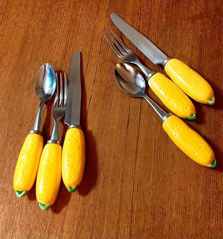 Vintage bestek in keramiek citroen, stukprijs, Antiek en Kunst, Antiek | Bestek, Ophalen of Verzenden