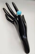 Prachtige 925 zilveren ring met gepolijste turquoise, Handtassen en Accessoires, Ophalen of Verzenden, Zo goed als nieuw