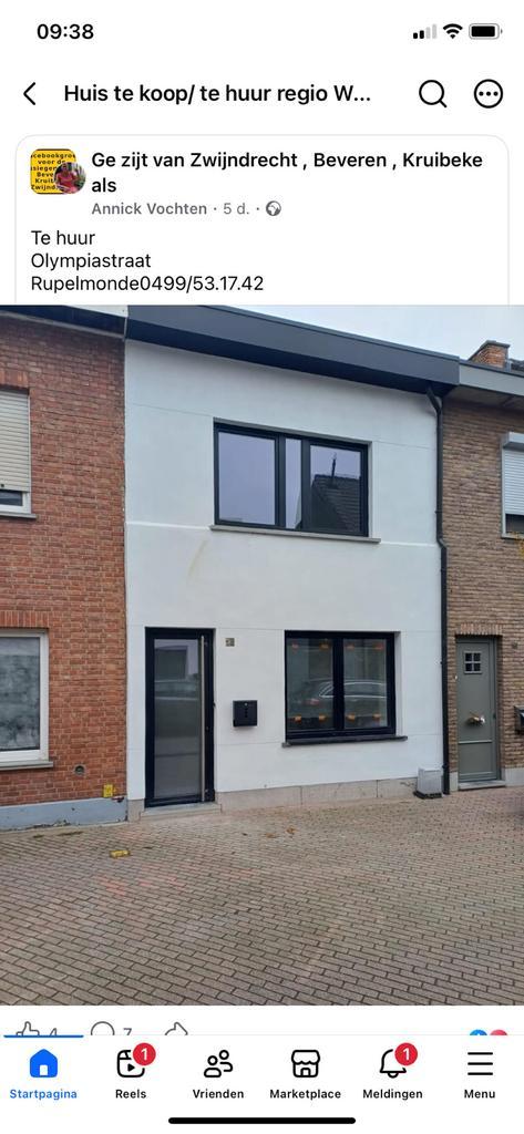 Te huur Rupelmonde vanaf 01/01/2026 beschikbaar, Immo, Huizen te huur, Tussenwoning, Direct bij eigenaar