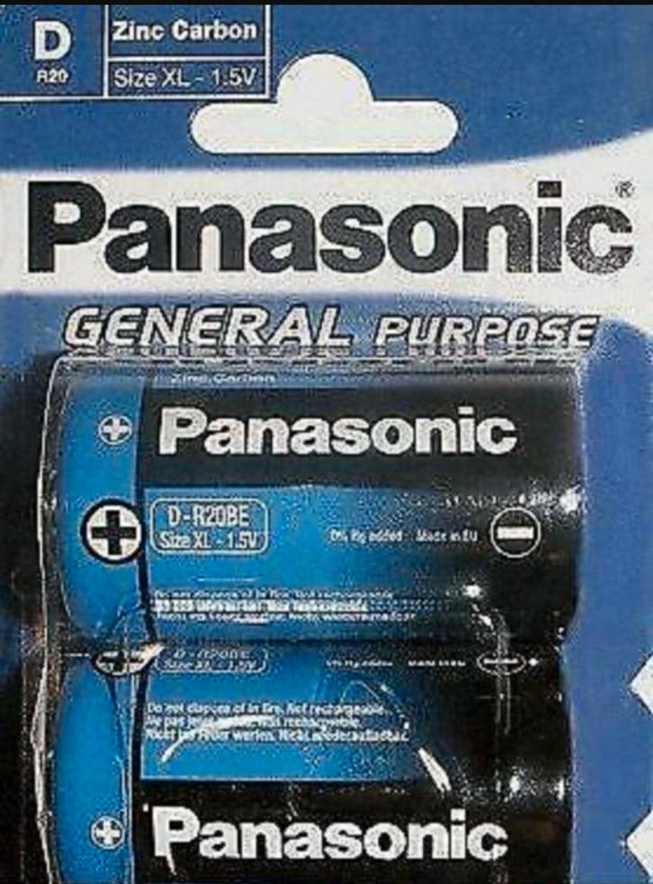 pakket van 2 Panasonic 1.5V D/R20 (LR20) XL-batterijen, Audio, Tv en Foto, Accu's en Batterijen, Nieuw, Ophalen of Verzenden