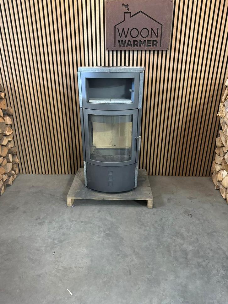 25165 Speksteenkachel Hark 7 kw 3 zijdes glas, Huis en Inrichting, Kachels, Gebruikt, Vrijstaand, Houtkachel, Hout, Ophalen