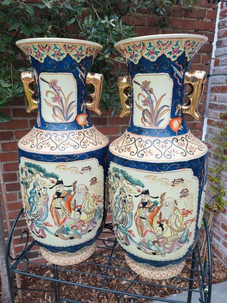 2 grote chinese Satsuma vazen, Antiek en Kunst, Antiek | Keramiek en Aardewerk, Ophalen