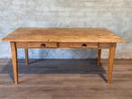 Oude Franse eettafel met 2 lades - 179 x 90 cm + 78 cm hoog, Gebruikt, Overige materialen, Vijf personen of meer, Rechthoekig