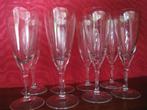 8 kristallen champagneglazen, hoogte 16cm, perfekte staat !!, Ophalen of Verzenden