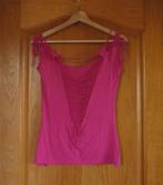 Fuchsia roze T-shirt top met openrug met lintjes Maat S, Enlèvement ou Envoi, Taille 36 (S), Rose