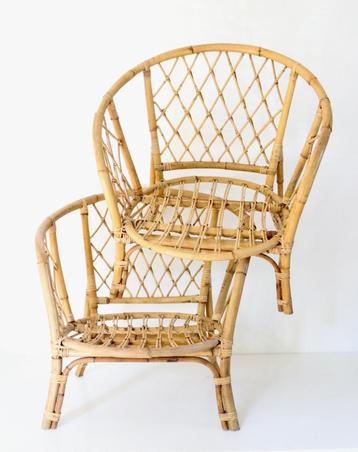 2 vintage Bamboe stoelen - Seventies Boho chairs  beschikbaar voor biedingen