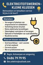 Elecktriciteitswerken groot of klein 0486797995, Doe-het-zelf en Bouw, Ophalen