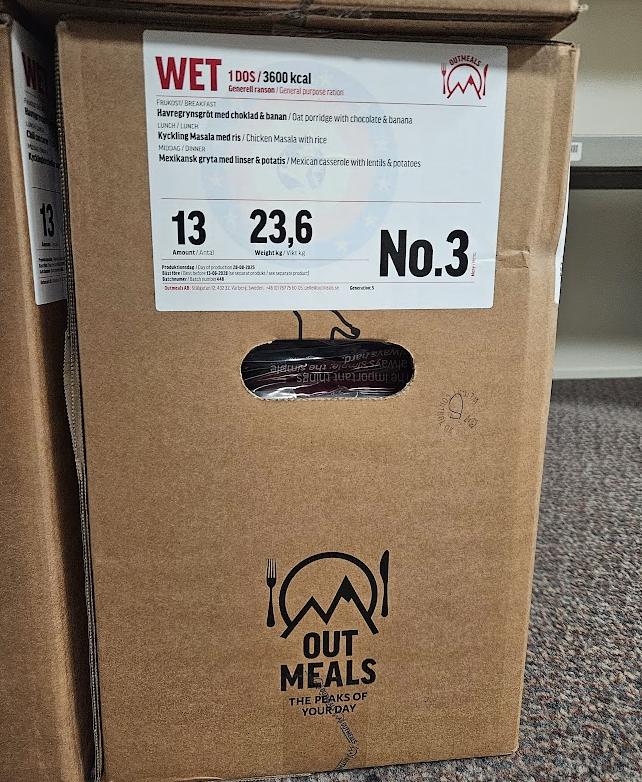 Zweedse militaire rantsoenen (doos), Verzamelen, Militaria | Algemeen, Overige soorten, Overige typen, Ophalen of Verzenden