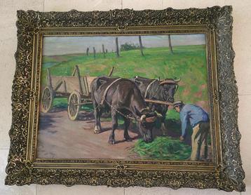 Boer met Ossenkar ca. 1940 - W. Tag (1886-1980) beschikbaar voor biedingen