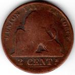 Belgique : 2 Centimes 1862 Morin 110 Ref 15382, Timbres & Monnaies, Monnaies | Belgique, Enlèvement ou Envoi, Bronze, Monnaie en vrac