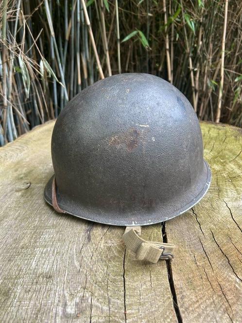 US M1-helm met vaste poten wo2, Verzamelen, Militaria | Tweede Wereldoorlog, Overige soorten, Ophalen of Verzenden