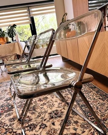 3 chaises plia castelli vintage en bel état.