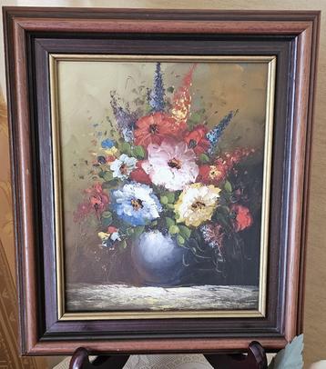 Schilderij 'Bloemen in een vaas' met lijst beschikbaar voor biedingen