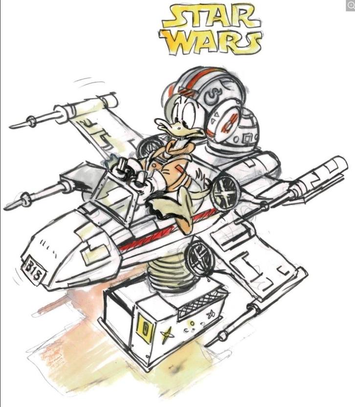 Donald Duck inspired by Star Wars - Giclée - Tony Fernandez, Verzamelen, Disney, Nieuw, Overige typen, Donald Duck, Ophalen of Verzenden