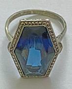 Ring Art Deco Zilver met Blauwe steen, Ophalen of Verzenden, Zilver, Ring