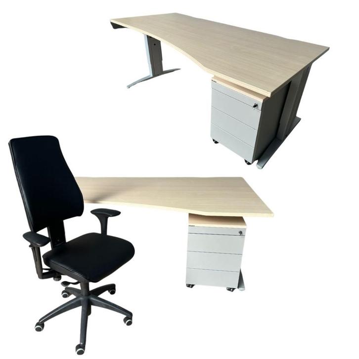 Wing Bureau TDS 180x100x80cm hoogte instelbaar onderstel, Huis en Inrichting, Bureaus, Gebruikt, Bureau, In hoogte verstelbaar