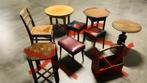 Lot 5 oude meubeltjes, waaronder zware eiken ronde tafel, Ophalen