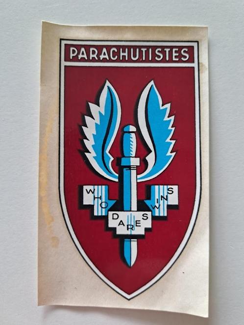 Vintage Decal - Parachutistes - Who Dares Wins, Verzamelen, Stickers, Zo goed als nieuw, Overige typen, Ophalen of Verzenden