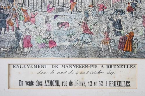 Ontvoering van Manneken-Pis te Bruxelles in 1817, Antiek en Kunst, Kunst | Etsen en Gravures, Ophalen of Verzenden
