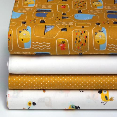 6192)4 stukkenx70x50cm stoffenpakket boodschap fles 1, Hobby en Vrije tijd, Stoffen en Lappen, Nieuw, Katoen, 30 tot 120 cm, 30 tot 200 cm