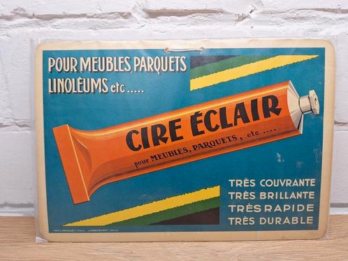 Oud karton reclame bordje Cire Éclair, Verzamelen, Merken en Reclamevoorwerpen, Gebruikt, Reclamebord, Ophalen of Verzenden