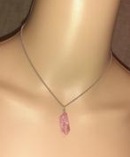 Ketting Transformation aura kwarts roze ketting met draaislo, Nieuw, Roze, Steen of Mineraal, Verzenden