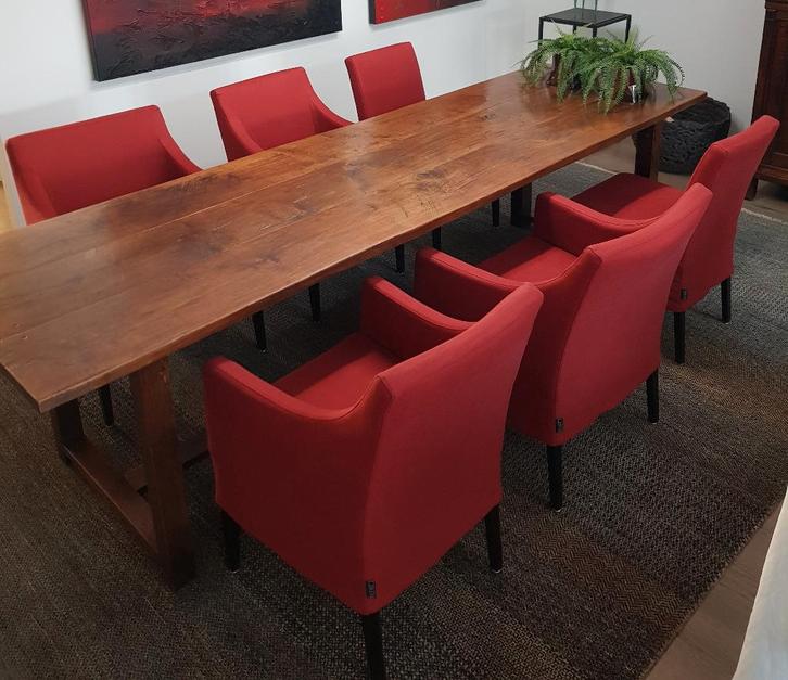 Eetkamerstoelen, Huis en Inrichting, Stoelen, Zo goed als nieuw, Vijf, Zes of meer stoelen, Hout, Stof, Rood, Ophalen