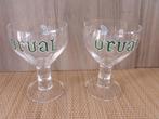 2 verres Orval verts à 12 facettes différents, Collections, Marques de bière, Enlèvement, Comme neuf, Verre ou Verres, Autres marques