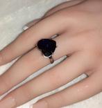 Damesring zilver met hartje paars vintage '90, Bijoux, Sacs & Beauté, Bagues, Neuf, Violet, Envoi, Avec strass