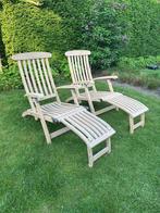 2 ligstoelen van teakhout, Barlow en Tyrie, Tuin en Terras, Tuinstoelen, Ophalen, Gebruikt, Teakhout, Verstelbaar