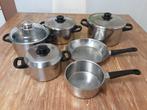 Set kookpotten van het Duitse merk WMF., Huis en Inrichting, Keuken | Potten en Pannen, Pannenset, Inox, Gebruikt, Keramische plaat