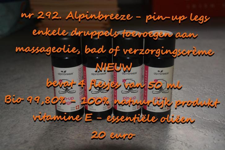292. Alpinbreeze - jambes de pin-up, NEUF, frais de port inc, Sports & Fitness, Produits de massage, Neuf, Huile ou Lotion, Enlèvement ou Envoi