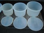 5 x witte bewaarbussen / trommel Tupperware, Ophalen, Gebruikt, Wit