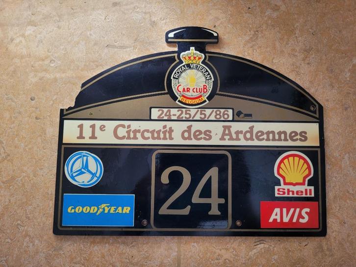 Oude koninklijke plaquette Veteran Car Club Belgium 1986, Verzamelen, Merken en Reclamevoorwerpen, Gebruikt, Reclamebord, Ophalen of Verzenden