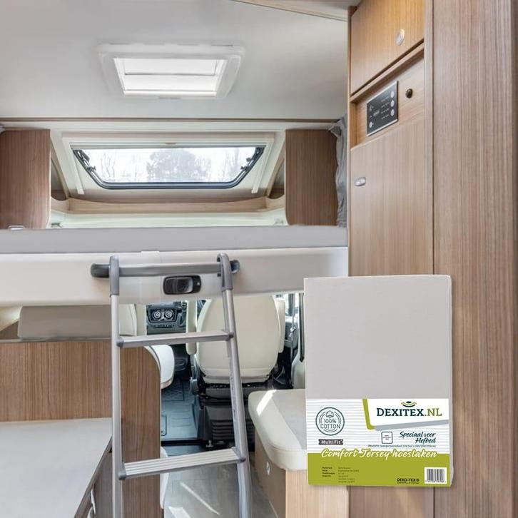 Jersey hoeslaken hefbed wit,lichtgrijs of antraciet Lichtgri, Caravans en Kamperen, Mobilhome-accessoires